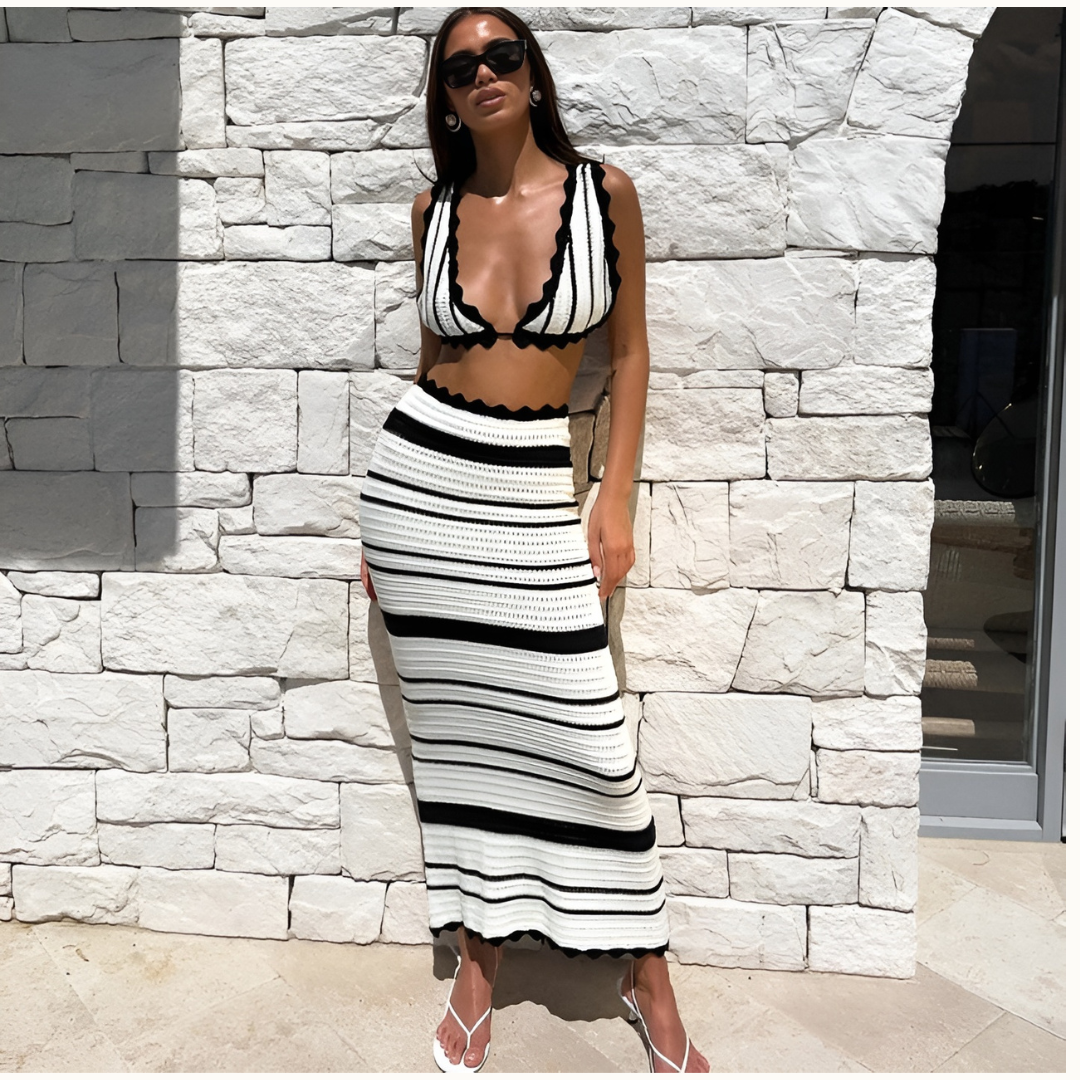 Rückenfreies Strick-Top & Rock Set - Ambres