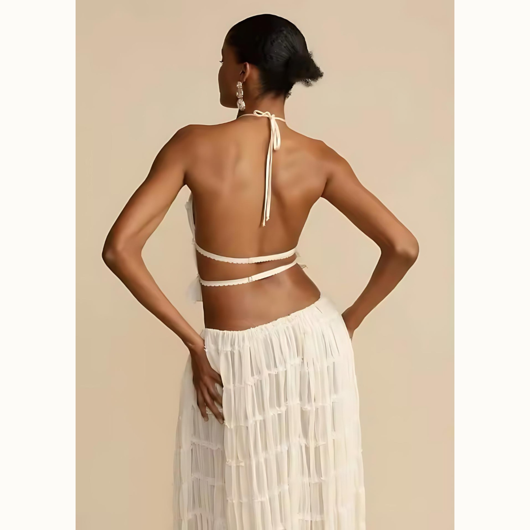 Eleganter Neckholder Maxi-Rock Anzug - Ambres