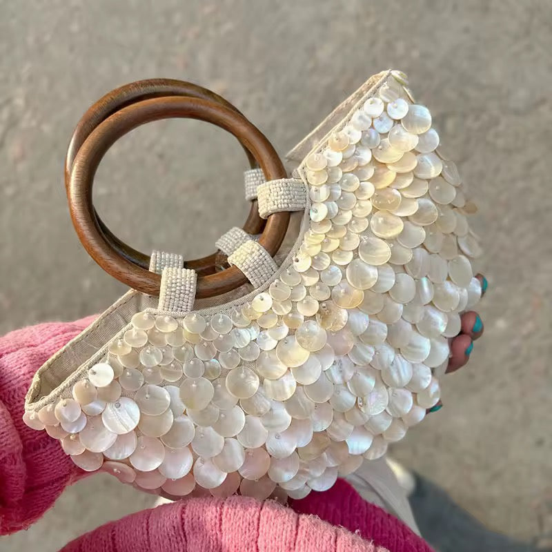 Ocean Gleam Handtasche mit Muschelperlen - Ambres