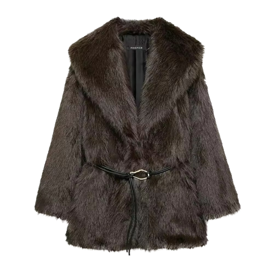 RETRO-CHIC KUNSTPELZ MANTEL - Ambres