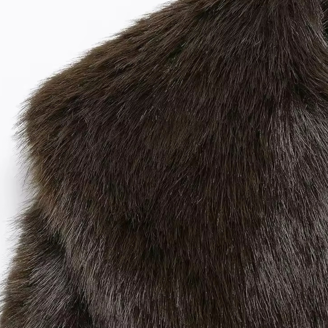 RETRO-CHIC KUNSTPELZ MANTEL - Ambres