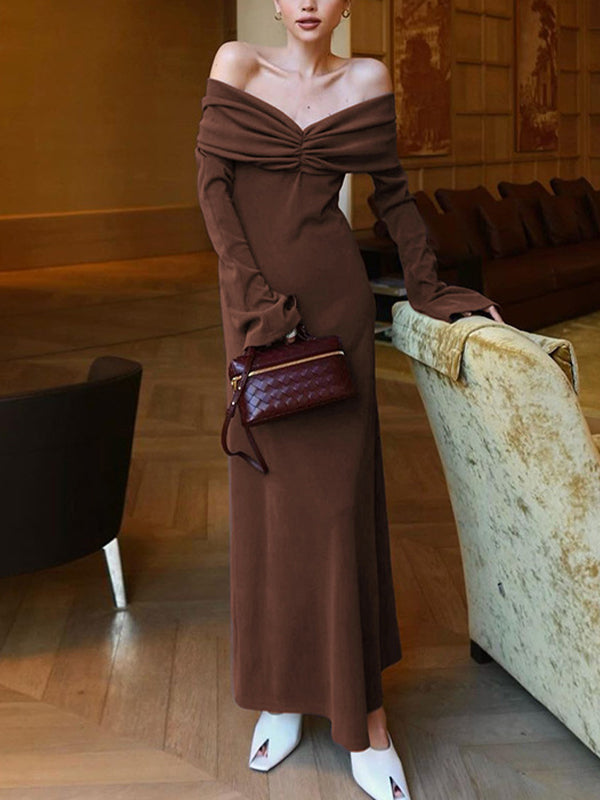 Geripptes langes Kleid - Ambres