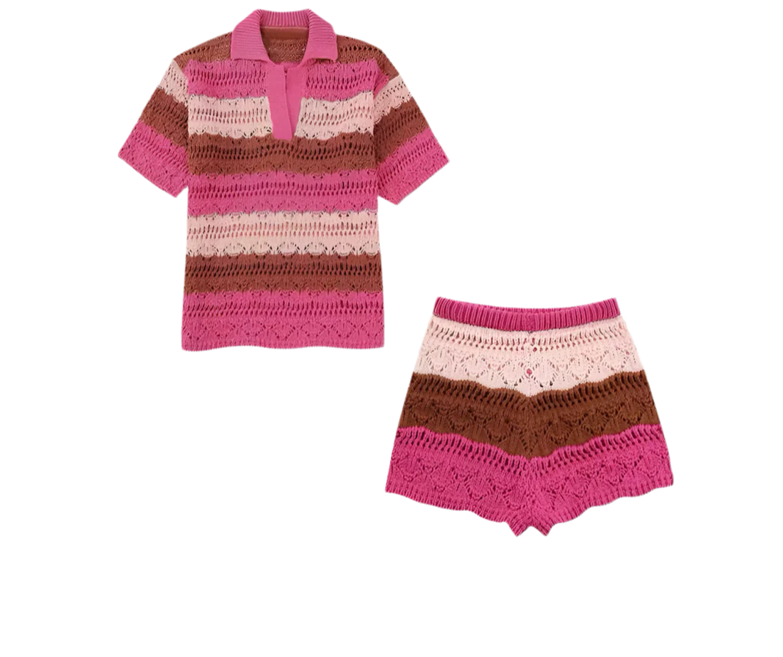 Gestreiftes Strick-Set - Ambres