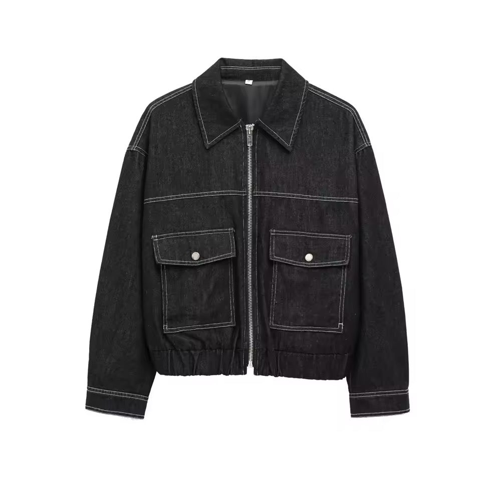 Lässiges Zweiteiler-Set mit Cropped Jacke & High-Waist-Hose - Ambres