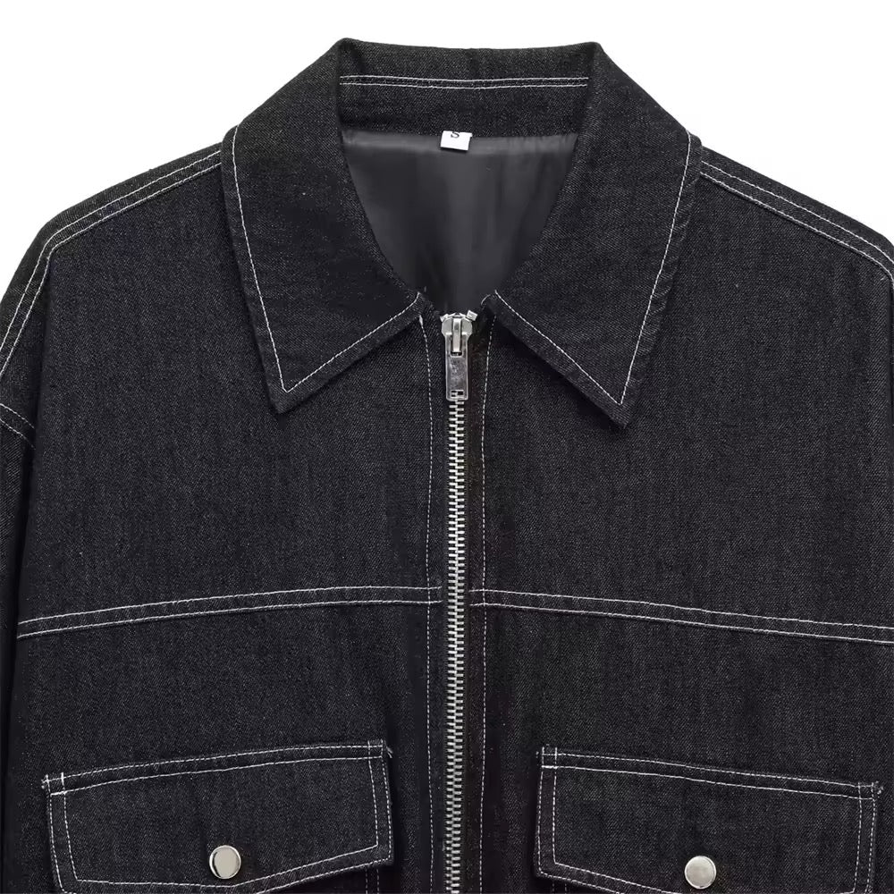 Lässiges Zweiteiler-Set mit Cropped Jacke & High-Waist-Hose - Ambres